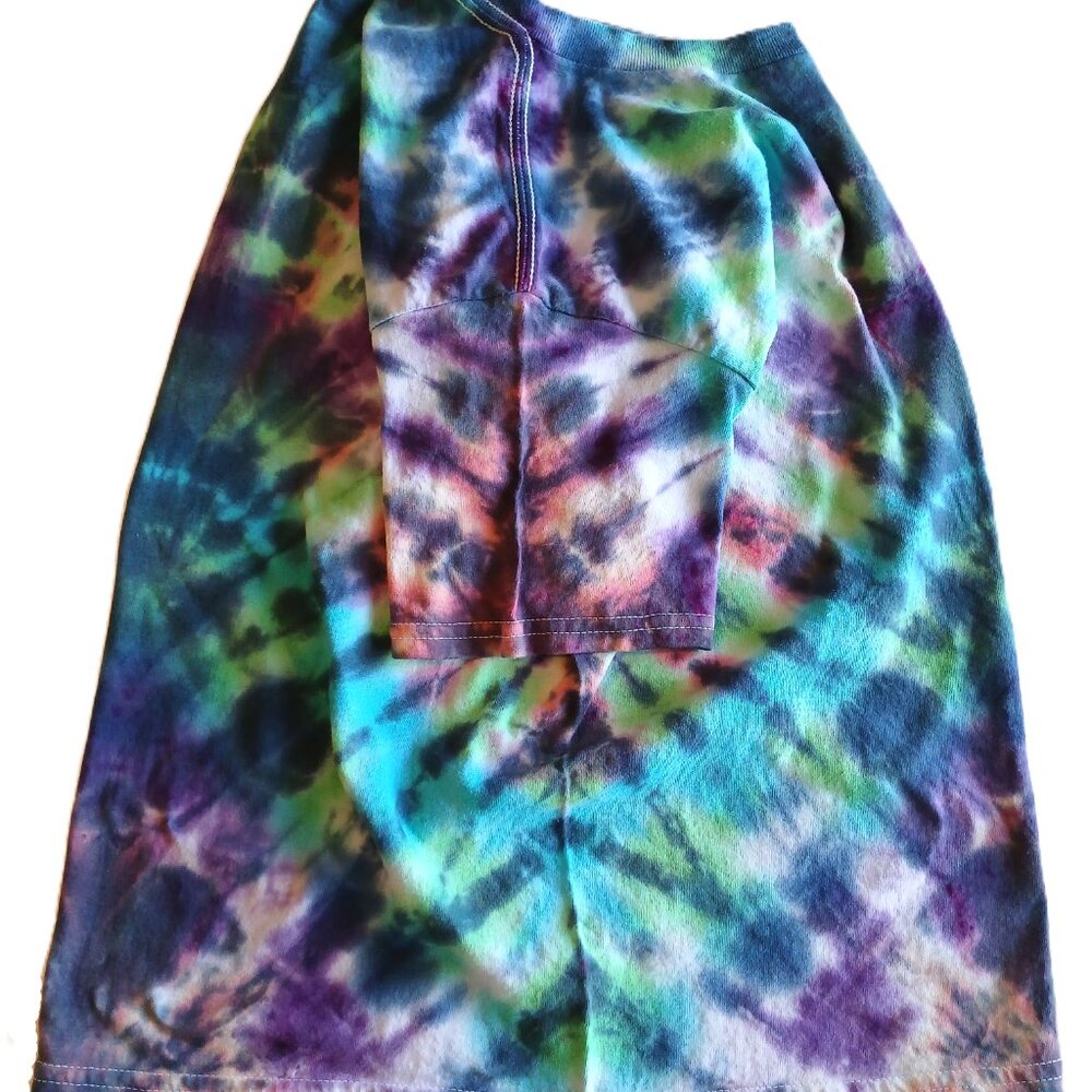 Handmade Abstract Tie Dye T-Shirt Green Purple Black Blue Pink Kids Size Medium - Picture 15 of 16